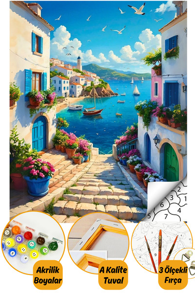 Talehobby Sayılarla Boyama Numaralı Tuval Seti Fırça Boya Dahil 40x50cm Manzara