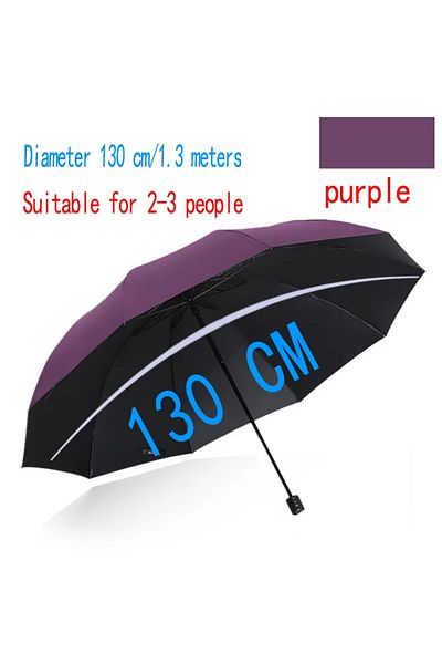 Choice Purple 130CM Oversized Folding Umbrella Windproof and Waterproof Large Sun and Rain Umbrella for Tra