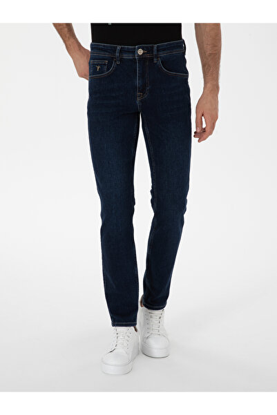 Cacharel Koyu Mavi Slim Fit Kaşmir Karışımlı Jean Pantolon 50306166-VR032