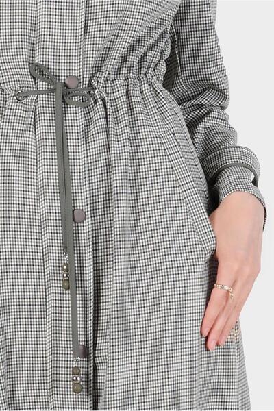 Alvina Gingham Top Coat 10590 - Drawstring Waist