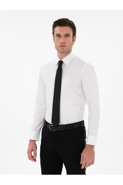 Cacharel Beyaz Slim Fit Pamuklu Klasik Gömlek 50311551-VR013