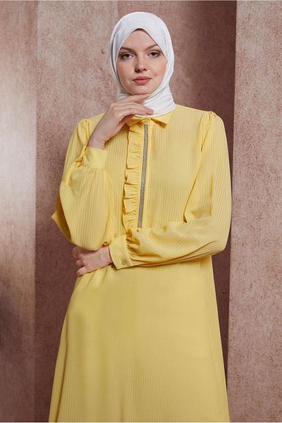 Alvina Ruffle Detailed and Stone Striped Tunic - 43856