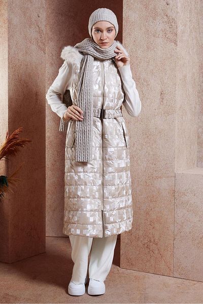 Alvina 90526 Model Belted Puffer Vest