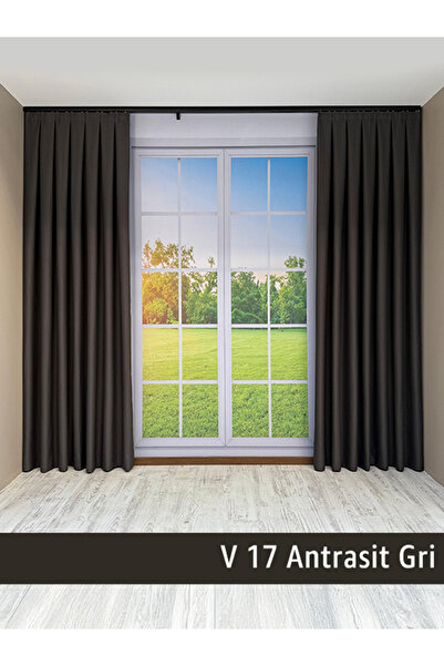 mep mekanik Perdele Donatti din in plat gri antracit 1/3 pliat cu o singură a...