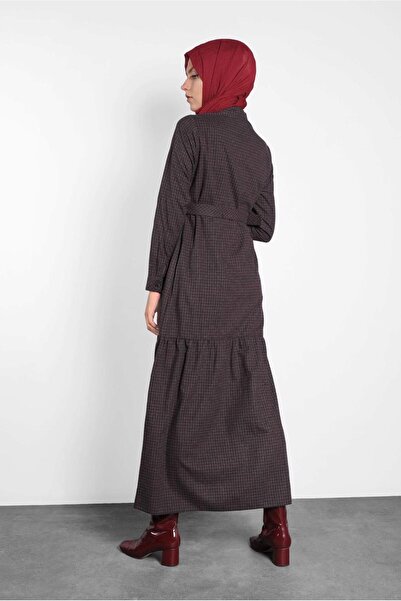 Alvina DÜĞMELİ KEMERLİ KARELİ ELBİSE 40197