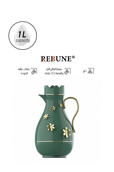 rebune Rebon Thermos for Tea and Coffee, 1 Liter - Green - RE-14-002