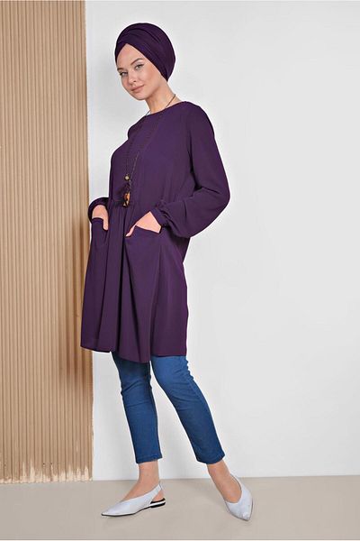 Alvina Crew Neck Pocket Tunic 4240