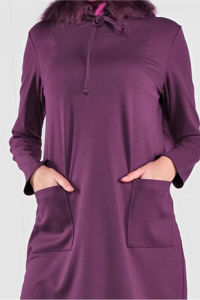 Alvina Fur Hooded Tunic - Lace-Up Model 41292