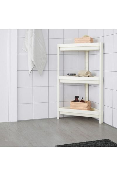 IKEA VESKEN Corner Shelf Unit – 33x33x71 cm White, Space-Saving, Water-Resistant, No-Tool Assembly