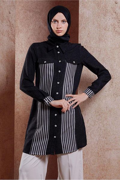 Alvina Linen Tunic 44541 - Striped and Effect