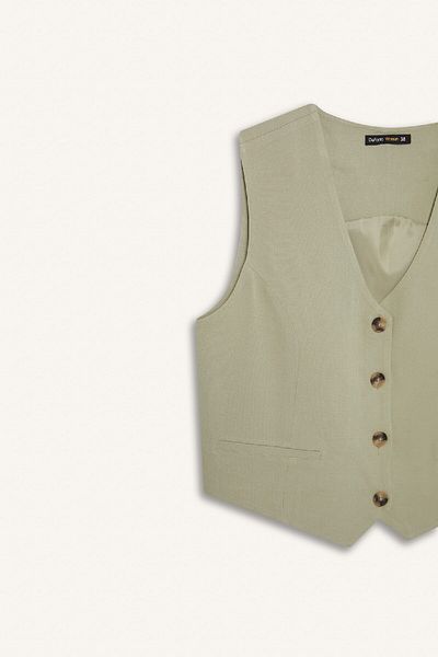 DeFacto V-Neck Linen Blended Vest C3828Ax25Sm
