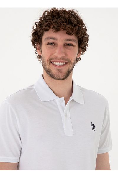 U.S. Polo Assn. Πόλο Ασν. Λευκό ανδρικό μπλουζάκι πόλο GTP04
