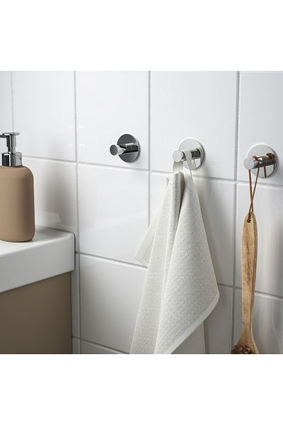 IKEA خطاف ذاتي اللصق من SKOGHALL - مطلي بالكروم، سهل التركيب، للحمام والمطبخ