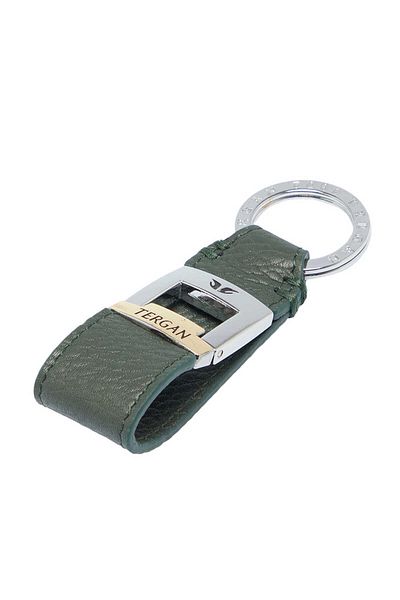 Tergan Green Genuine Leather Unisex Keychain - S1An00000242-I5T