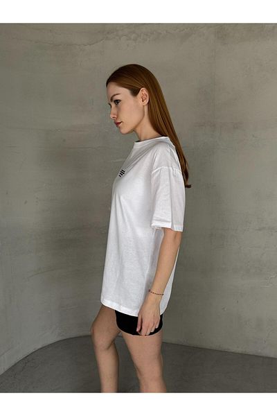 Cappmoda T-921 Λευκό The Brand Written Injection Printing T-Shirt με λαιμόκοψη