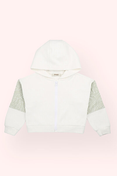 Panço Baby Girl Zippered Ecru Sweatshirt
