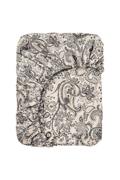 IKEA RODGERSIA Fitted Sheet – Grey/White, 90x200 cm | Soft & Breathable Cotton-Viscose