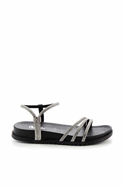 Bambi Siyah Lame Kadın Sandalet K05197110009