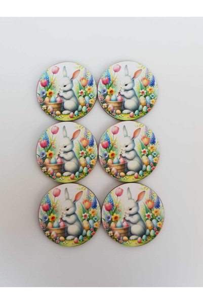Home Stylish and Fun Rabbit Set of 6 Coasters for Easter