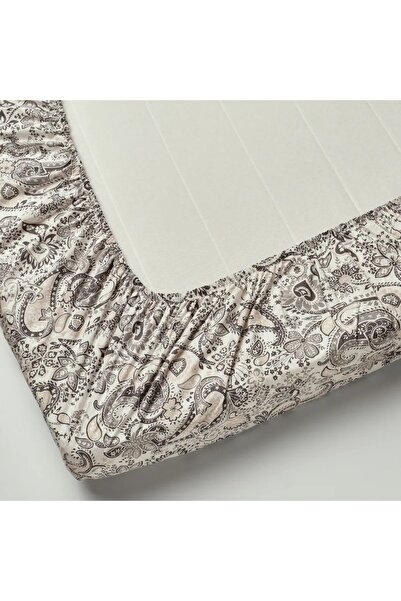 IKEA RODGERSIA Fitted Sheet – Grey/White, 90x200 cm | Soft & Breathable Cotton-Viscose