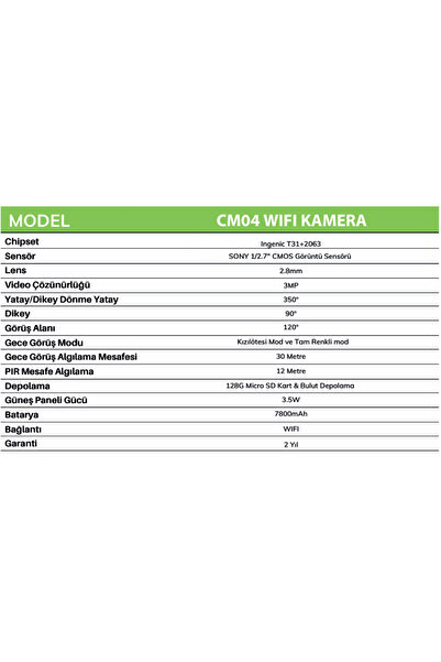 SOLİNVED Güneş Enerjili Akıllı PTZ 4G Kamera - CM 04