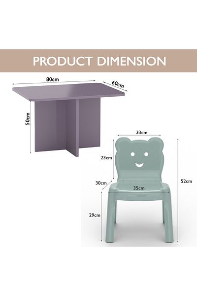 Mahmayi Modern Wooden Child Desk with 4 Plastic Chair - Purple