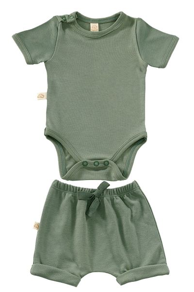 tinylamb Unisex 2 Piece Short Sleeve Baby Summer Bodysuit and Shorts Set - Elation Gourd