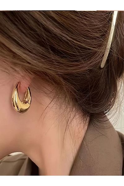AychaAksesuar Imported Steel Bombshell Gols Color Bombshell Hoop Earring