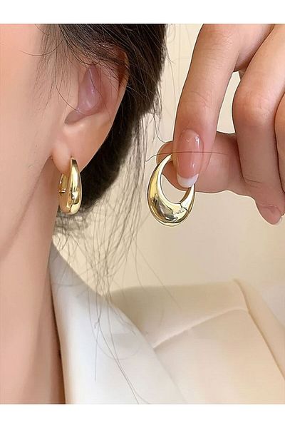 AychaAksesuar Imported Steel Bombshell Gols Color Bombshell Hoop Earring