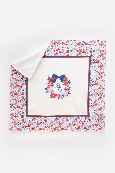 Atelier Babbi Red Mini Flower Patterned Double Sided Blanket