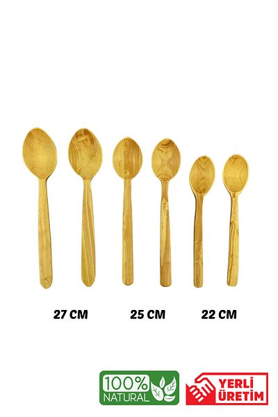 Kitchen Mania 6 Piece Boxwood Spoon Set-Wooden Spoon Serving Utensils-Wooden Spatula Tree Spoon