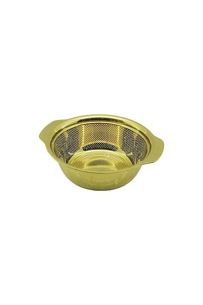 Mu Art 23cm Gold Stainless Metal Basket Strainer with Self-Handle (4767)
