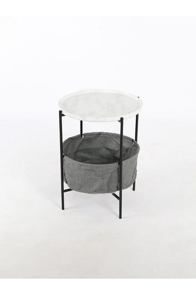 Orient Modern Round Side Table with Storage Basket Stylish & Practical 42x56cm