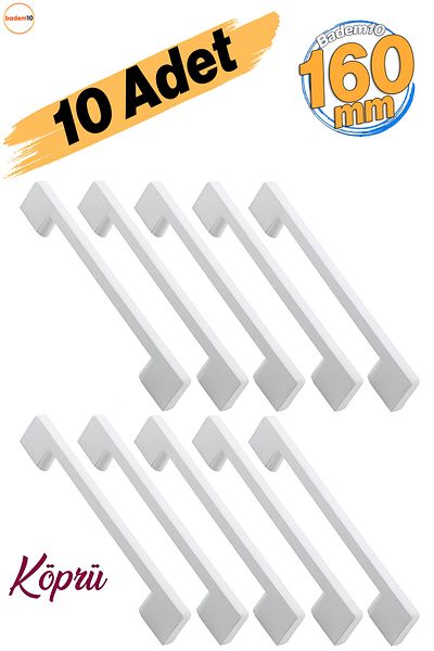 Badem10 Mâner Mobilier Alb Pod 160 Mm (PLASTIC) Mâner Dulap Sertar Bucătărie Mâner Dulap 10 Bucăți