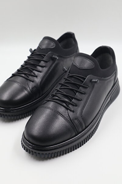 nazenintasarımlar Men's Orthopedic Inner Outer Complete Leather Ultra Comfortable Black Casual Shoes