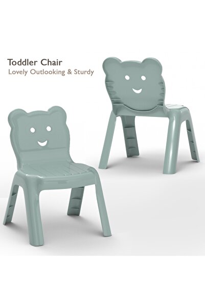 Mahmayi Modern Wooden Child Desk with 4 Plastic Chair - Caramel Nude