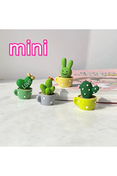 Choice مجموعة تماثيل حب وصبار ساحرة من الراتينج مكونة من 4 قطع - مثالية لغرفة المعيشة وغرفة النوم وطاولة المقهى.