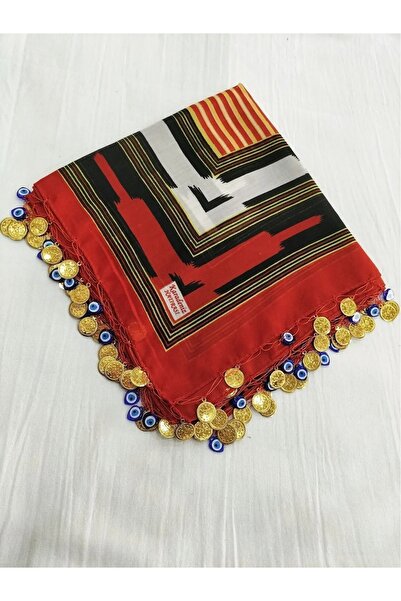 DİNÇLER TEKSTİL Karadeniz Keşan Liralı Nazar Boncuklu Yazma Tülbent