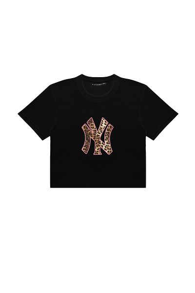 Sekizbiraltı Leopard NY εμπριμέ μαύρο Crop Top