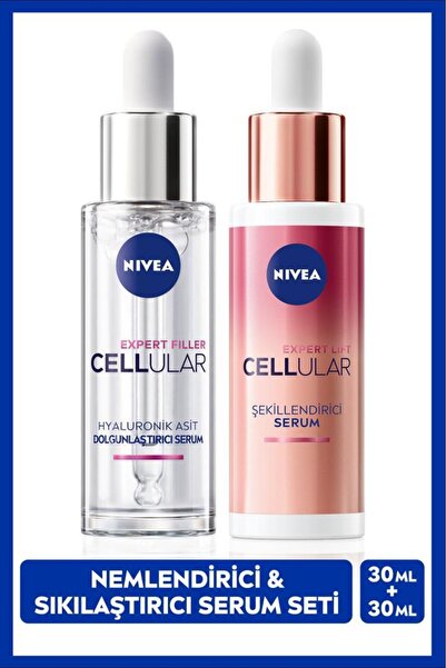 NIVEA Cellular Expert Lift Şekillendirici Doğal Retinol Alternatifi Serum 30ml ve Nemlendirici Serum 30ml