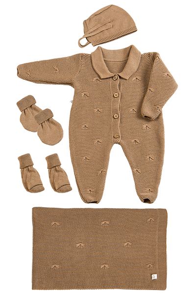 tinylamb Premium Newborn Baby Knitwear Set 5 Pieces (Brown) - Baby Gift Set