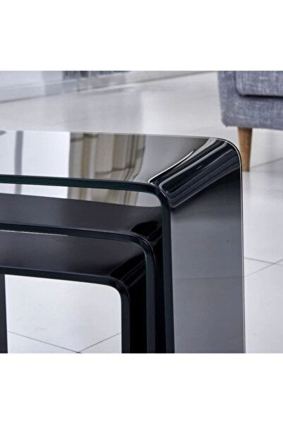 Icon High Quality Tempered Glass Bent Nesting Table