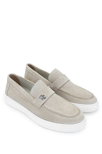 Tamer Tanca Men's Genuine Leather Beige Loafer Shoes