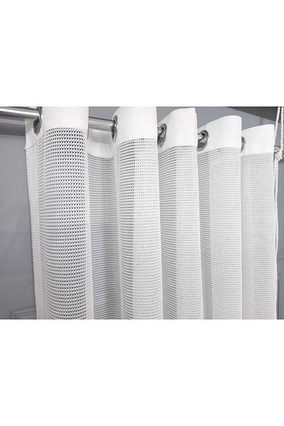 farbateks White Mesh Rustic Tulle Curtain Eyelet Curtain Rustic Tulle Curtain