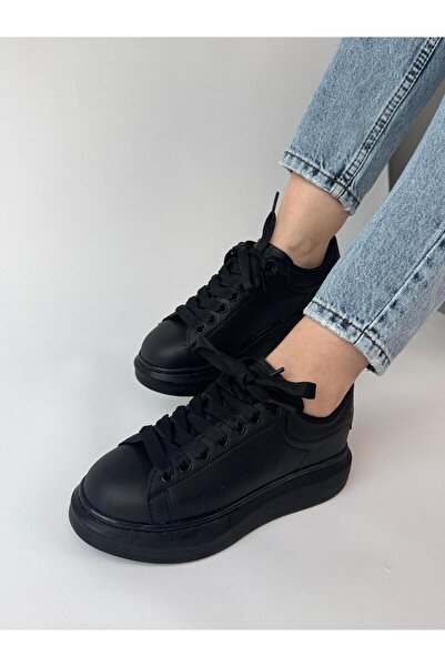 Cappmoda Ayk-1017 Black High Sole Artificial Leather Equivalent Snekaer