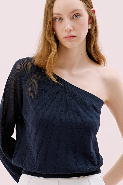 Roman Tek Omuz Triko Bluz Lacivert Y2571012_015