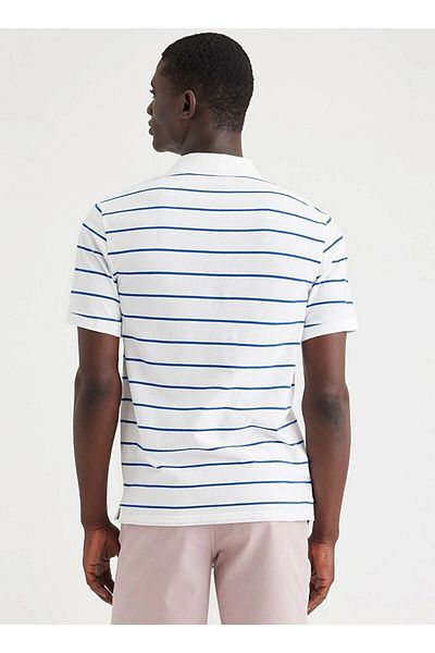 Dockers By Gerli White-Navy Blue Polo Collar Slim Fit Men's T-Shirt - A1159-0087