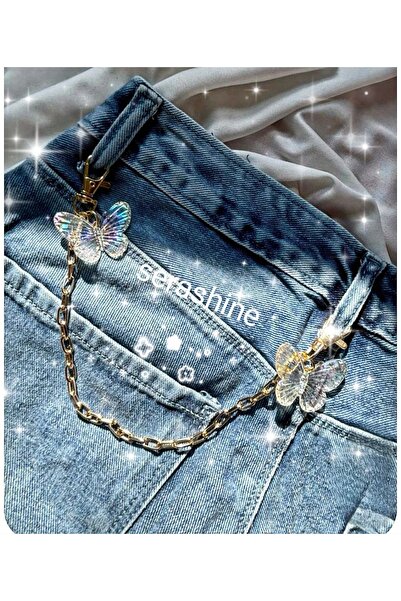 Serashine Jeans kadın kelebek detaylı Fransız zincir