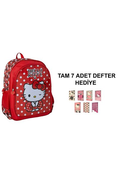 GENC DIJITAL BASKI Hello Kıtty School Bag (Full 7 Notebook Gift)