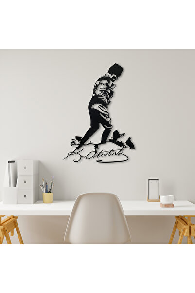 ALPHA METAL DESIGN Metal Atatürk Duvar Tablosu - Siyah Atatürk Portresi - Ata...